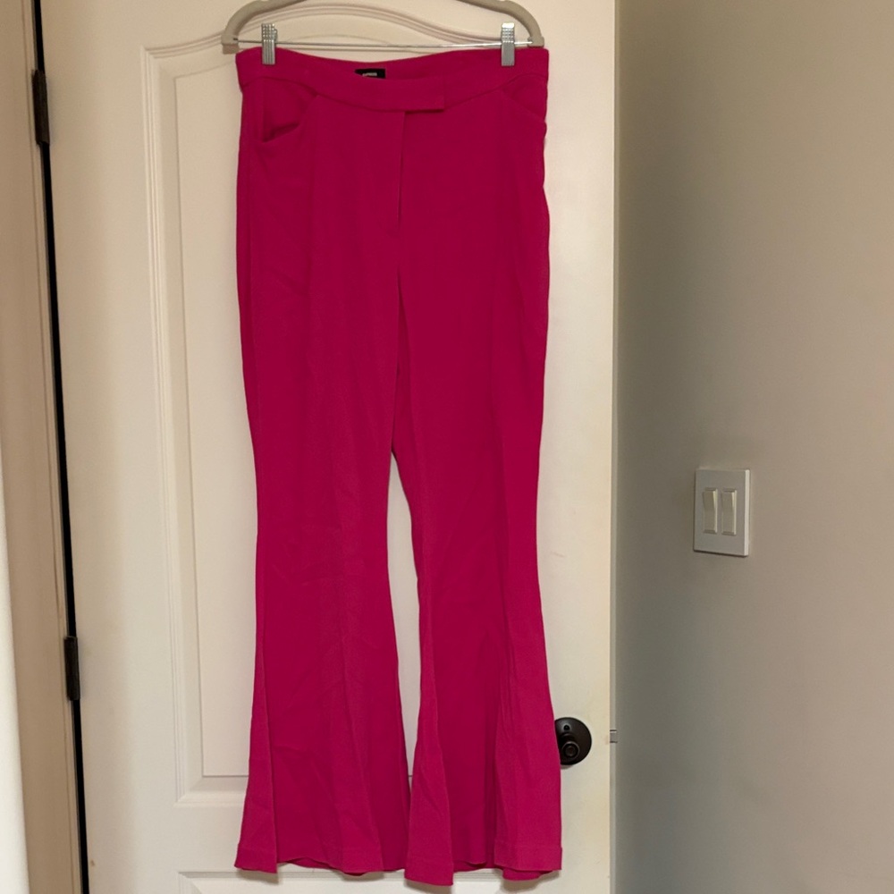 Express Vibrant Pink Flare Pants